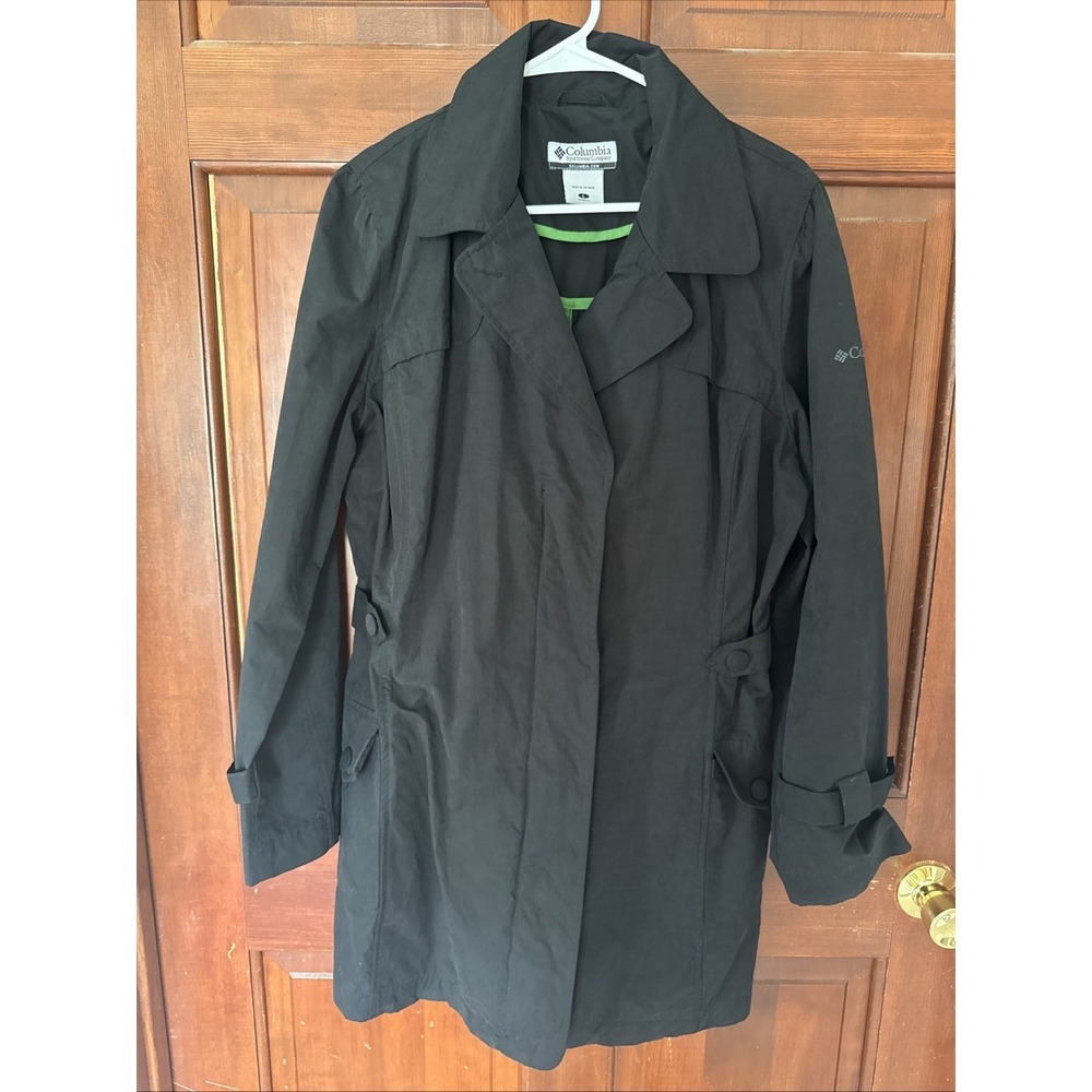 Columbia Sportswear Black Cotton Rain Jacket Trench Women's Large